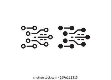 Digital circuit board technology icon set Vector