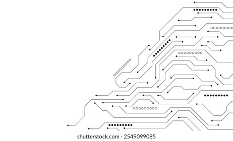 Tecnologia de placa de circuito digital em fundo branco. Conceito de engenharia eletrônica, motherboard e comunicação. Ilustração vetorial