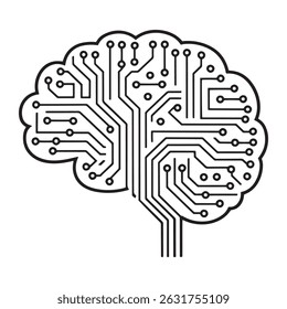 Digital Circuit Brain Vector – AI Technology and Neural Network Concept Icon