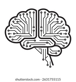 Digital Circuit Brain Vector – AI Technology and Neural Network Concept Icon