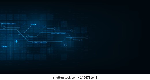 Digital circuit design on a dark blue background.