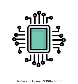 digital circuit icon with white background vector stock illustration