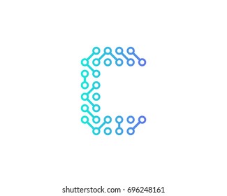 Digital Circuit Letter C Icon Logo Design Element