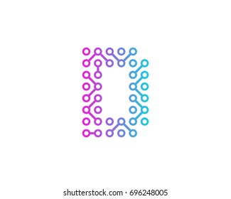 Digital Circuit Letter D Icon Logo Design Element