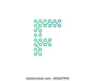 Digital Circuit Letter F Icon Logo Design Element