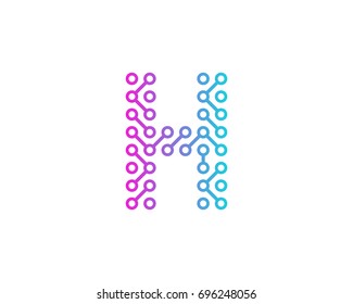 Digital Circuit Letter H Icon Logo Design Element