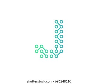 Digital Circuit Letter J Icon Logo Design Element