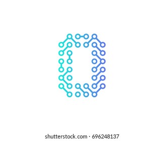 Digital Circuit Letter O Icon Logo Design Element
