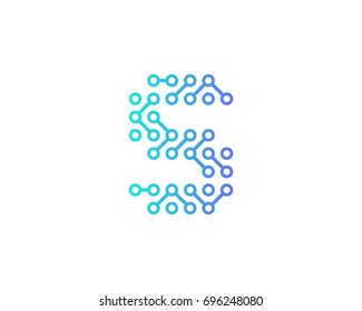 Digital Circuit Letter S Icon Logo Design Element