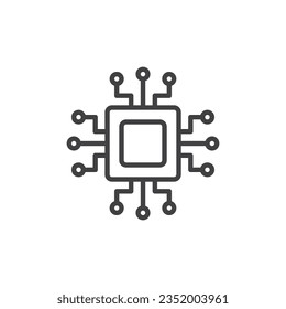 Digital circuit line icon. Computer chip linear style sign for mobile concept and web design. Circuit chip connection outline vector icon. Symbol, logo illustration. Vector graphics
