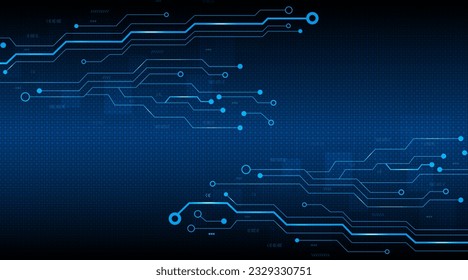 Digital circuit lines futuristic technology abstract and cyberspace with blue background.