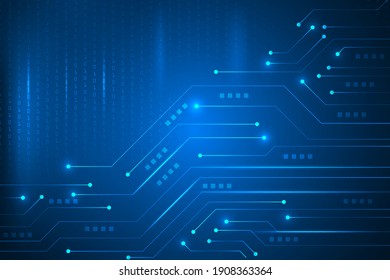 digital circuit lines on binary code technology abstract background.