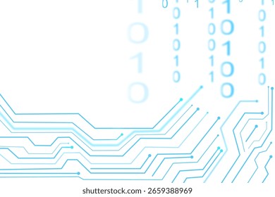 digital circuit lines on binary coding futuristic innovation. binary code number protection technology abstract background