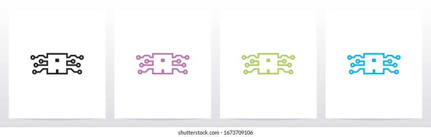 Digital Circuit Lines On Letter Logo Design A