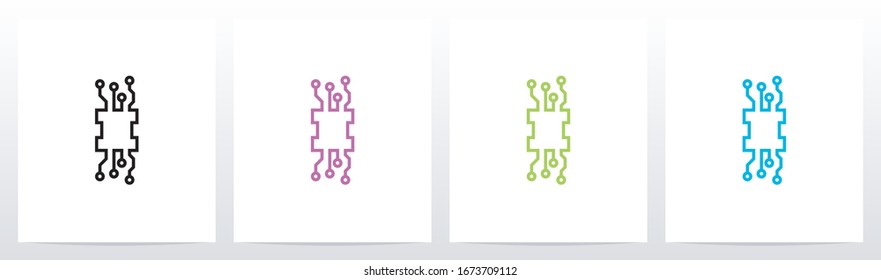 Digital Circuit Lines On Letter Logo Design I