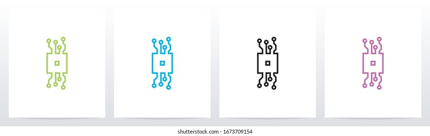 Líneas del circuito digital en el diseño del logotipo de la letra O