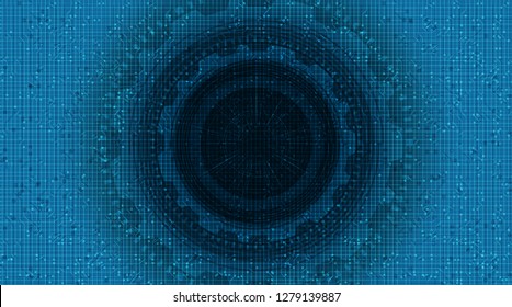 Digital Circuit Microchip with Gears wheel and Cock on Technology Background,Hi-tech and Speed Concept design,Free Space For text in put,Vector illustration.