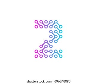 Digital Circuit Number 2 Icon Logo Design Element