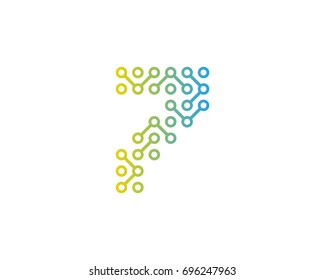 Digital Circuit Number 7 Icon Logo Design Element