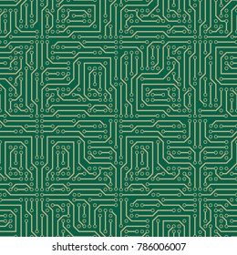 Circuit Board Seamless Pattern Electricity Component Stock Vector ...