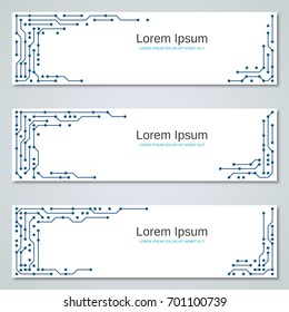 Digital circuit style banners vector templates collection