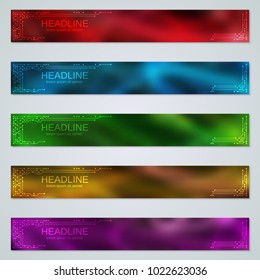 Digital circuit style colorful web banners vector collection