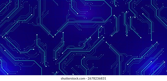 Digital Circuit Technology Background in Neon Blue