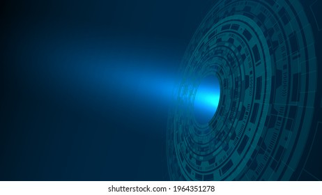 Digital circuit technology future, Futuristic system data connection interface computer on dark blue background