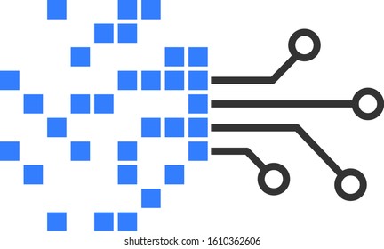 Digital circuit transformation vector icon. Flat Digital circuit transformation symbol is isolated on a white background.