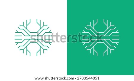 Digital Circuit Tree Logo Template , Artificial Intelligence and Future Green Technology Illustration