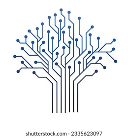 Digital Circuit Tree Vector Icon