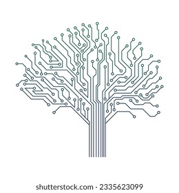 Icono de vector de árbol de circuito digital