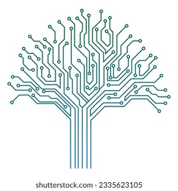 Digital Circuit Tree Vector Icon