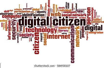 Digital citizen word cloud concept. Vector illustration