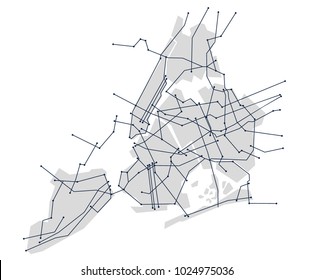 Digital city. Electronic circuit. New York. Vector drawing