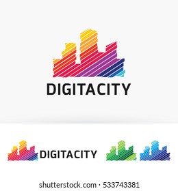 Digital city logo design. Building or art logo concept. Vector logo template