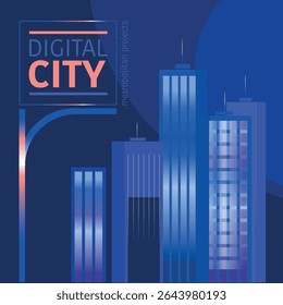 Cidade digital, projetos metropolitanos. Tampa do vetor