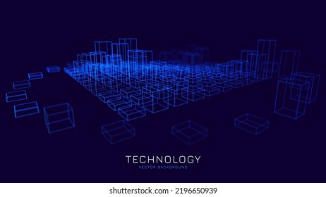 Digital City Scape Particles. Holographic HUD City Design Element. Virtual Reality VR Abstact Data Vector IllustrationDigital City Scape Particles. Holographic HUD City Design Element. Virtual Reality