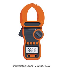 Medidor de grampo digital mostrando o ícone do resultado da medição, ferramenta profissional para eletricistas que trabalham com sistemas elétricos