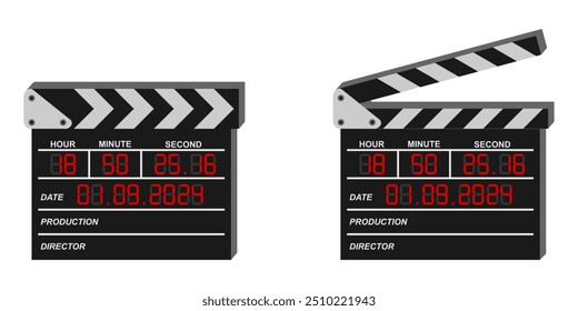 painel digital ou clapperboard definir ilustração vetorial isolado no fundo branco.