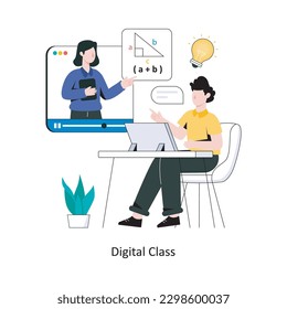 Digital Class flat style design vector illustration. stock illustration