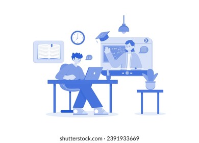 Digital Class Illustration concept on a white background