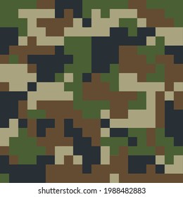 Digital Classic Woodland Camo Pattern Camouflage 8bit Pixel Art