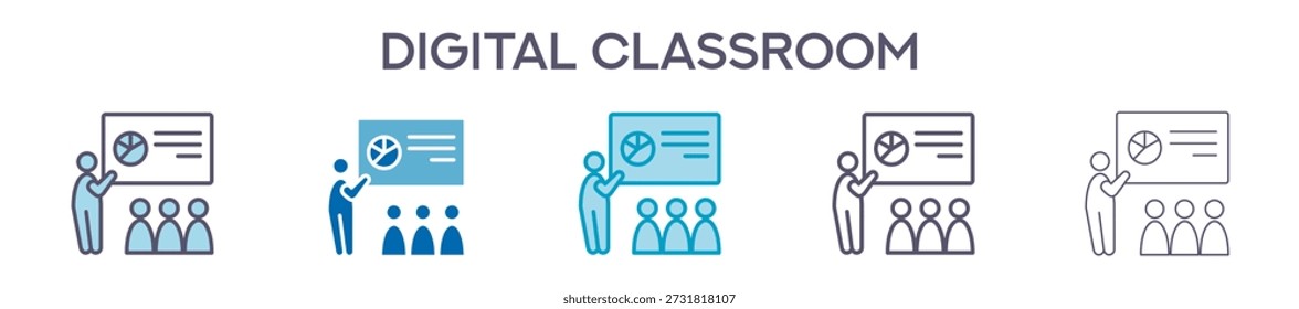 Digitales Klassenzimmer-Element für Design-Grafik - Multi-Styles. Vektorgrafik von zwei farbigen und schwarzen. Mehrere Icons Designs können für Mobile, UI, Web verwendet werden