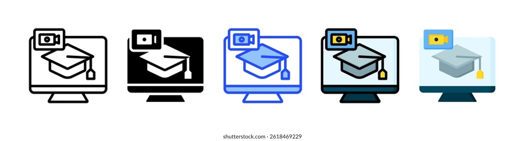 Digital Classroom Icon Collection With Multiple Styles