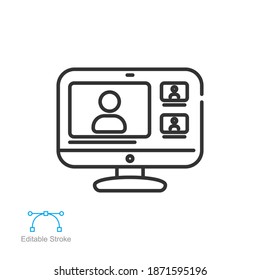 Digital classroom line icon. Educational resources for online learning course, distance education, Graduation cap, e-learning web. Editable stroke Vector illustration design on white background EPS10 