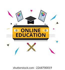 Digital Classroom Online Education internet and blank space on phone, mobile website background. social distance concept.