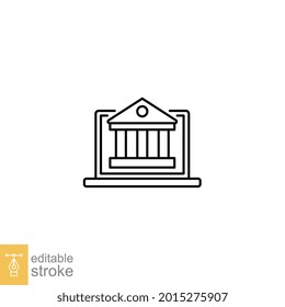 Digital classroom university line icon. Online education on school application learning, e-learning social on computer distance. Editable stroke vector illustration. design on white background EPS 10