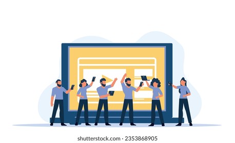 Digital classroom virtual learning education concept illustration vector. Computer class school study knowledge online. Student training with smart laptop network. Web video teaching distance course