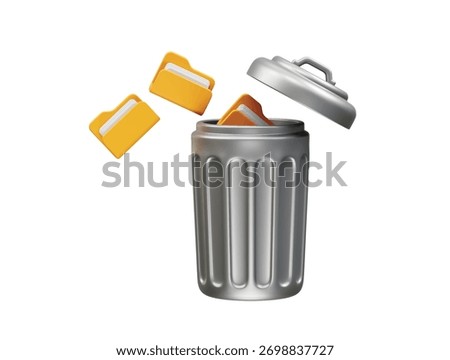 Digital Cleanup Folders into Trash Bin icon 3d render illustration